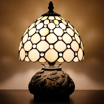 8" Tiffany Cream Pearl Shade Werfactory® Stained Glass Shade